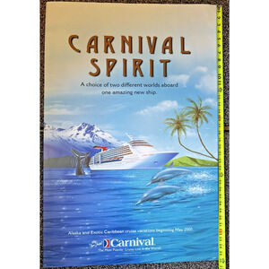 Vintage Carnival Cruise Spirit Ship Poster Alaska Hawaii Cruises Advertisement